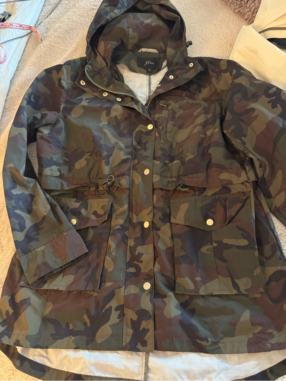 J. Crew Camo Hooded Field Jacket in Green/Brown